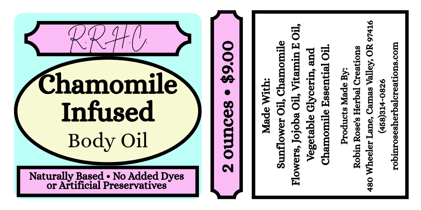Chamomile Flower infused Body Oil- 2 ounces