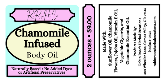 Chamomile Flower infused Body Oil- 2 ounces